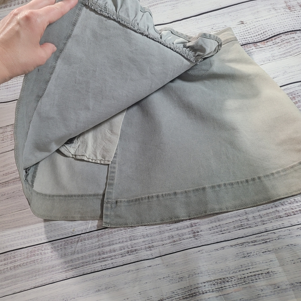Cache Denim Distressed Vintage Ruffle Wrap Mini Skirt - Picture 7 of 11